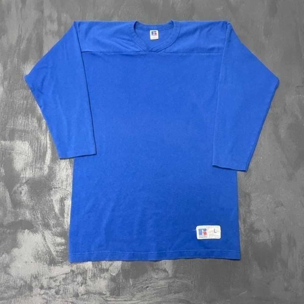 Vintage Russell Athletic blank long sweatshirt mens large‎ blue 19990s USA